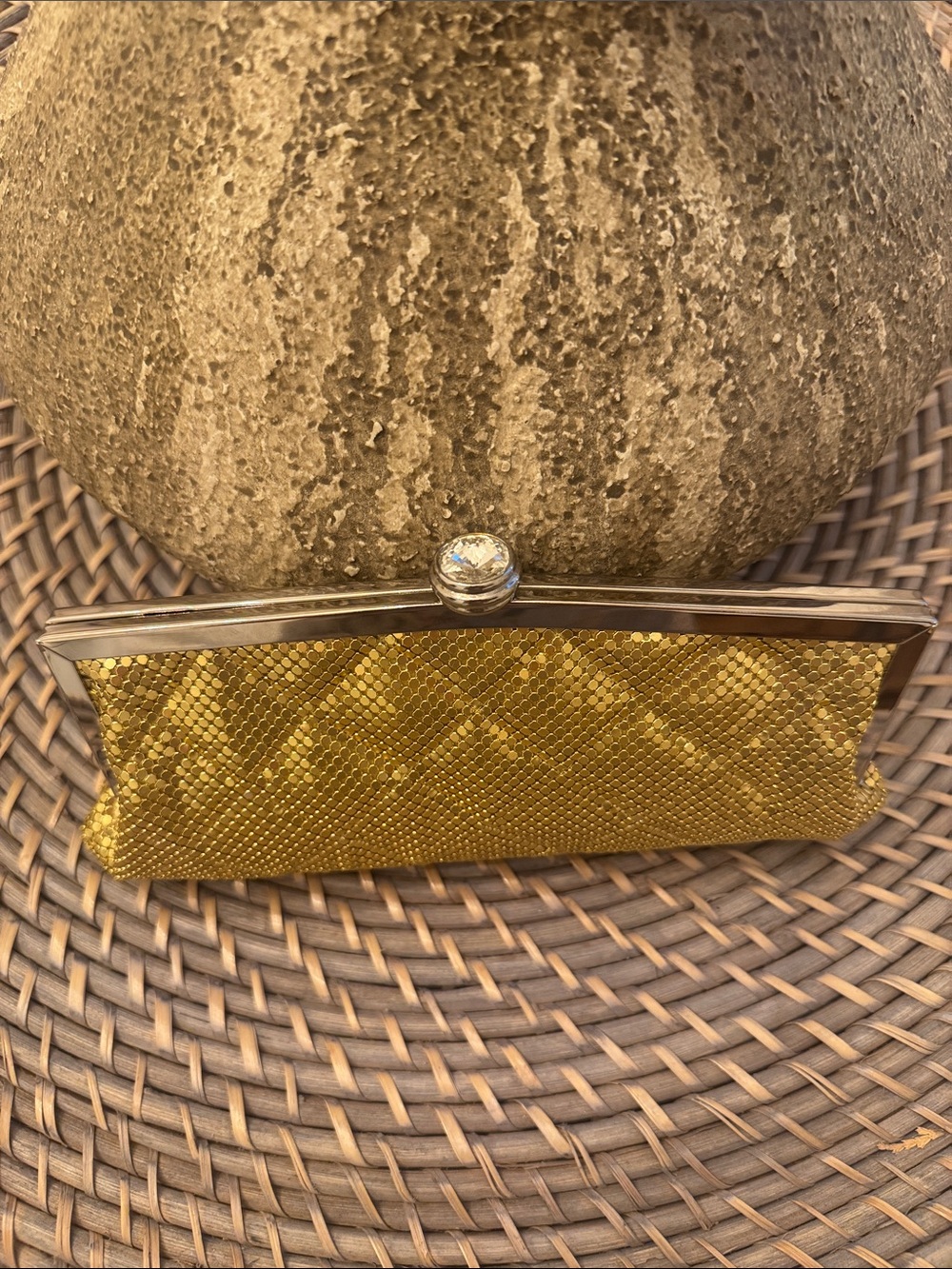 Kate Landry Gold Mesh Evening Clutch
